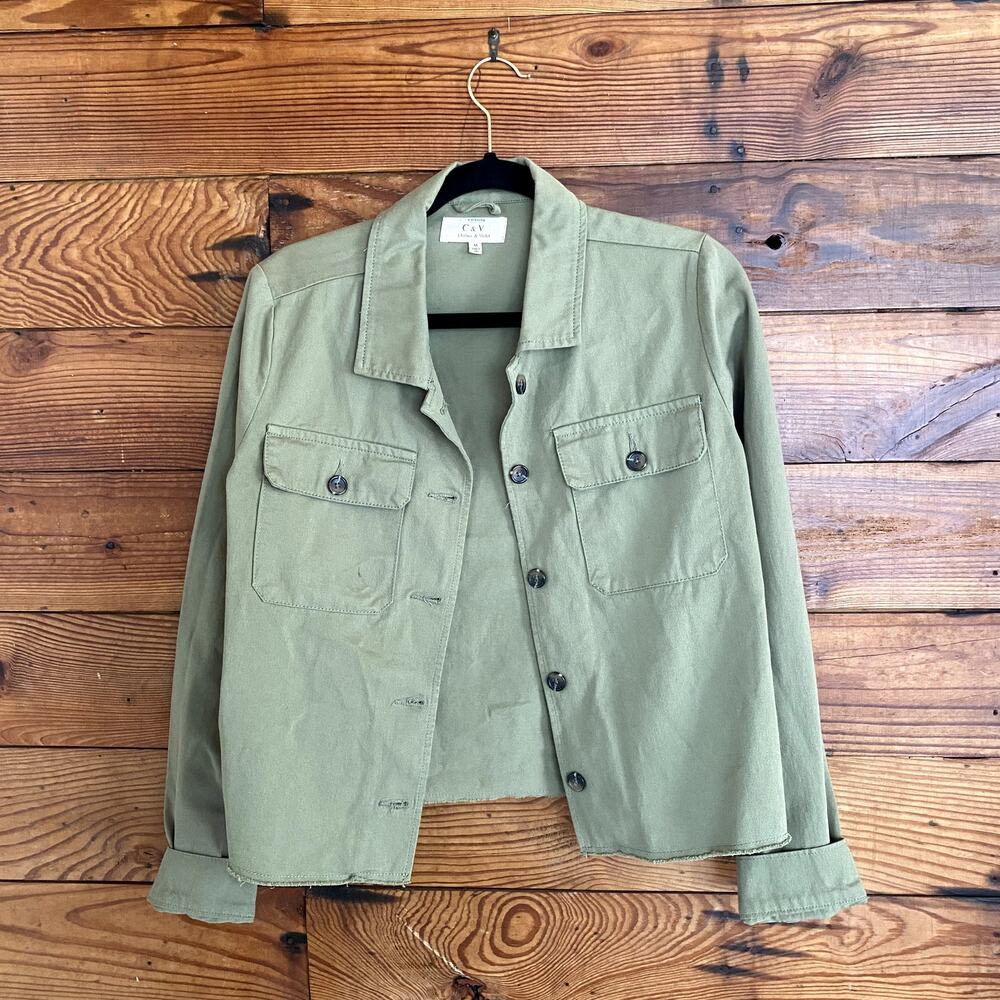 Chelsea & Violet green cropped cotton jacket size medium